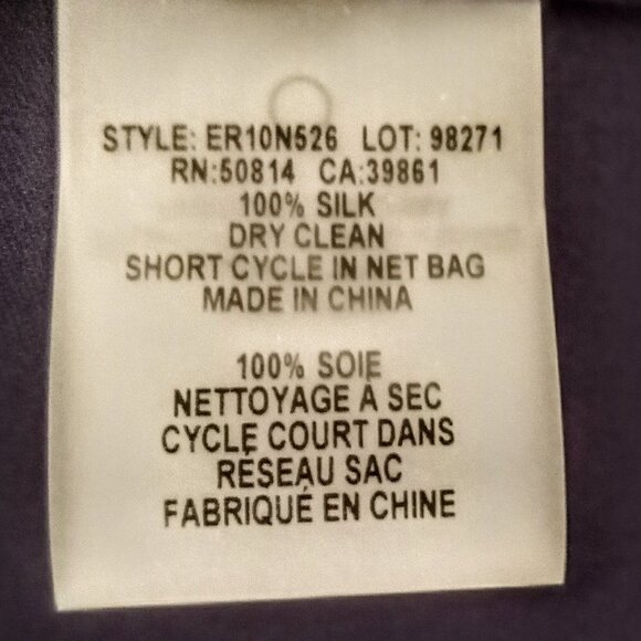 Elie Tahari Deep Purple Silk Beaded LS Blouse - Picture 6 of 6